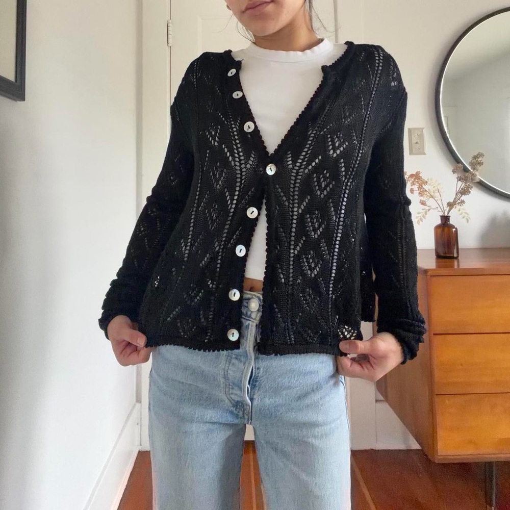 American knitworks vintage black cardigan